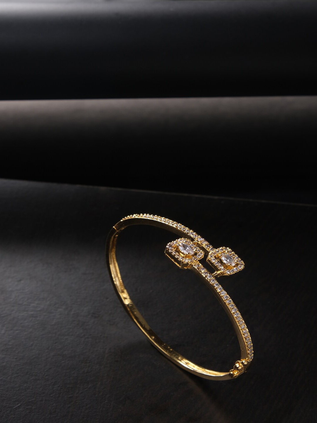 

Jewelz American Diamond Gold-Plated Bangle-Style Bracelet