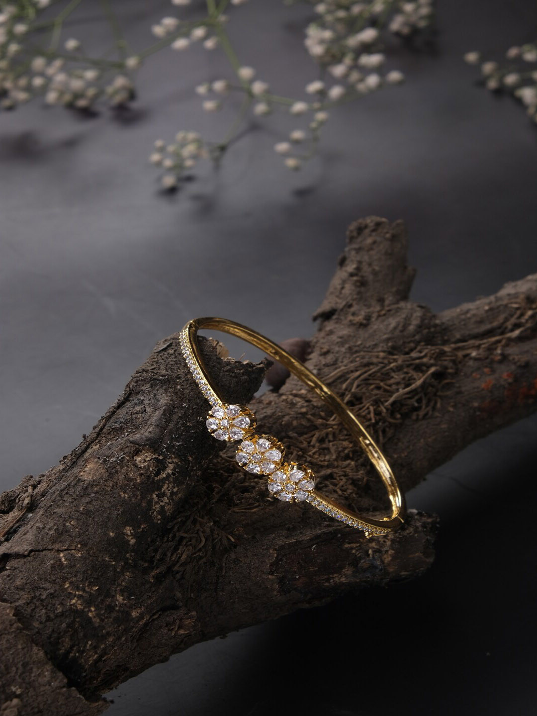 

Jewelz Gold-Plated American Diamond Bangle-Style Bracelet