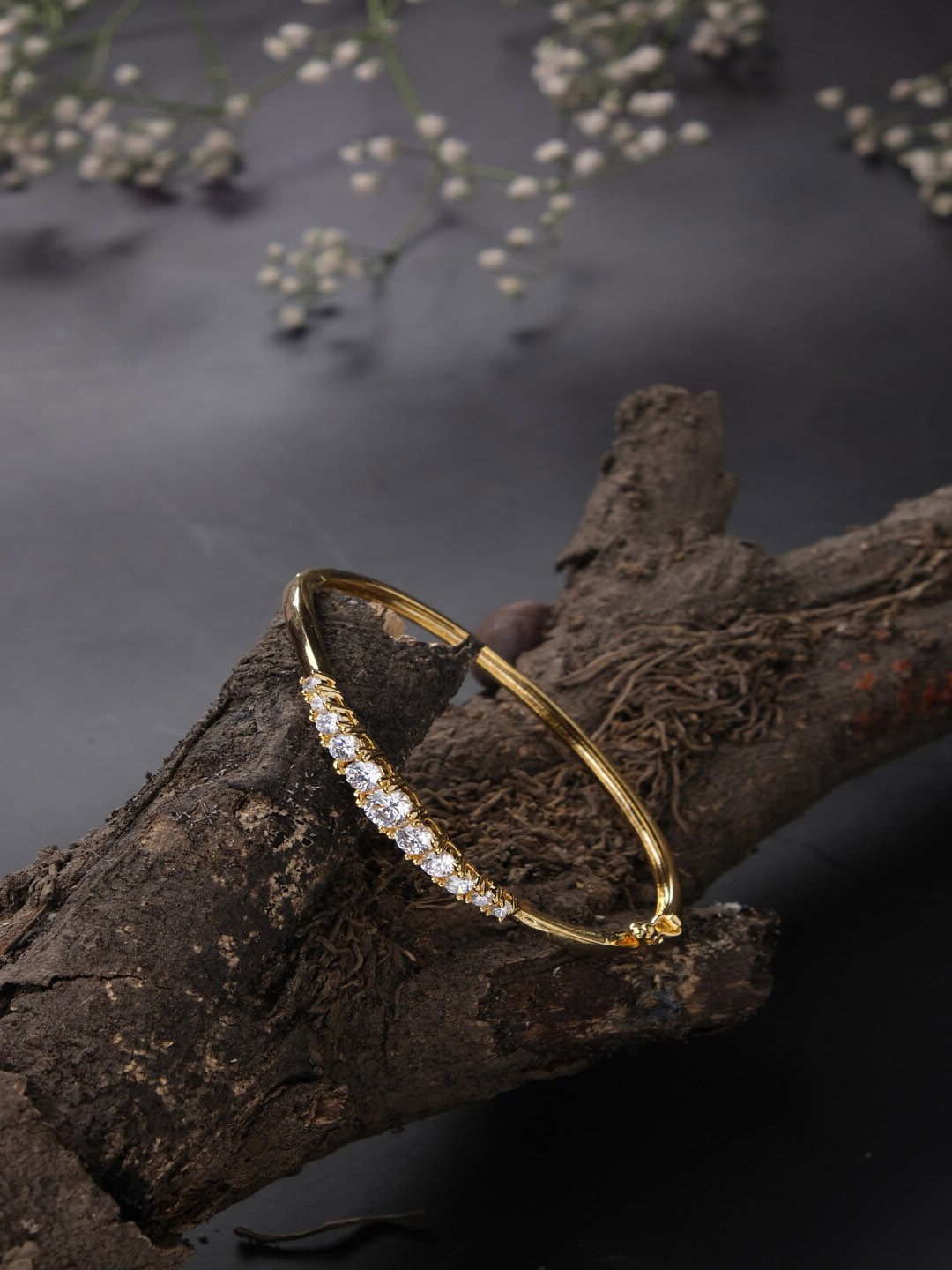 

Jewelz Gold-Plated American Diamond Bangle-Style Bracelet