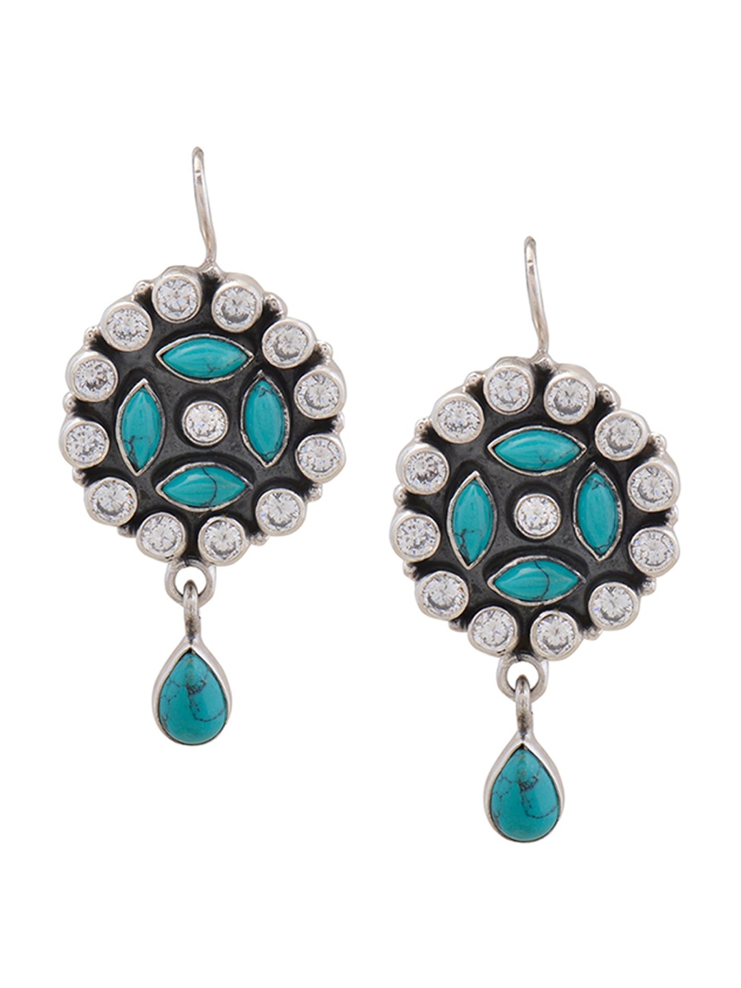 

Silverwala 925 Silver Zircon Studded Contemporary Drop Earrings