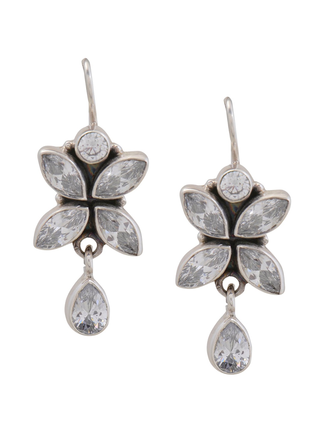 

Silverwala 925 Silver Zircon Studded Contemporary Drop Earrings