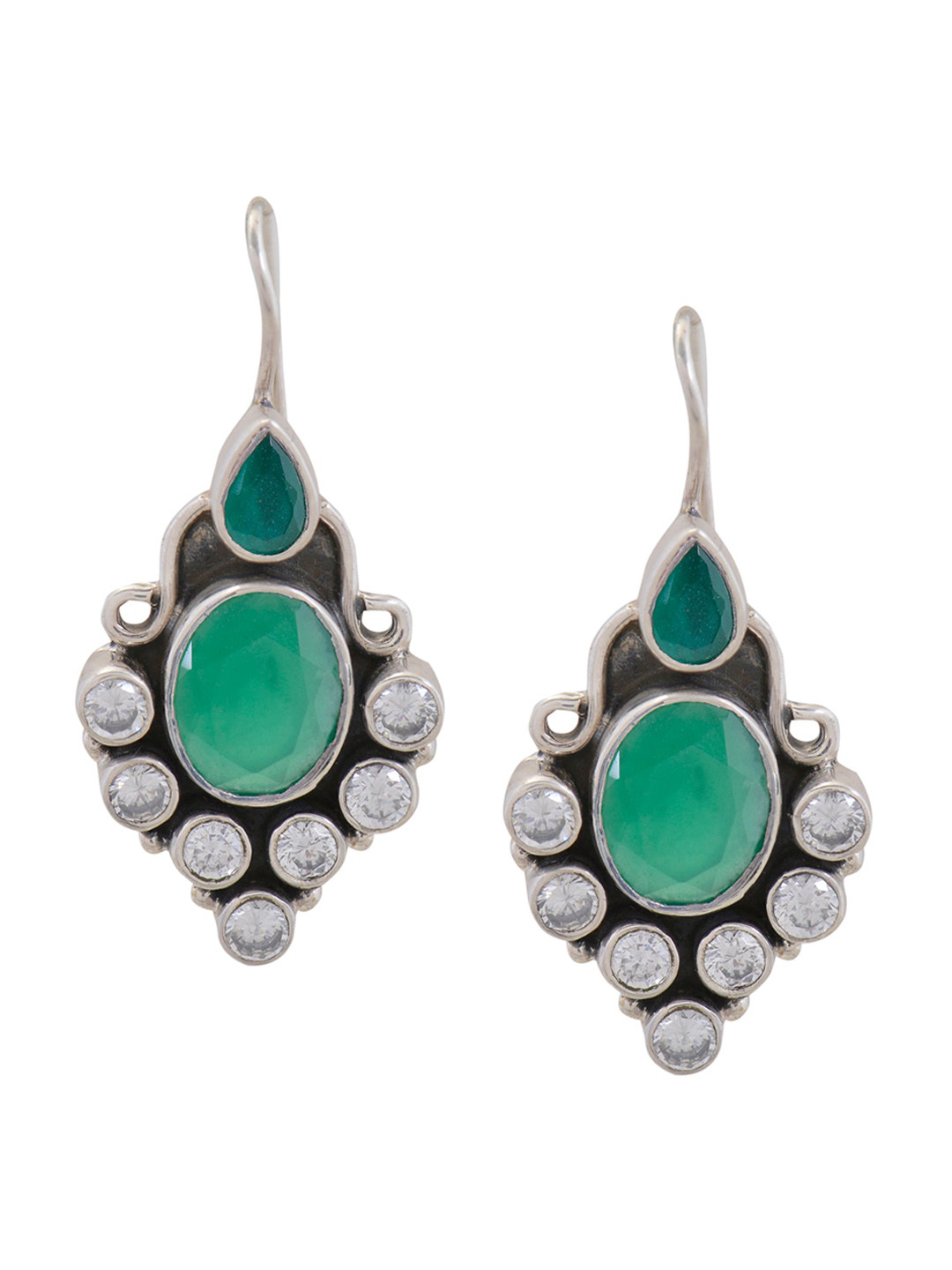 

Silverwala 925 Silver Studded Contemporary Drop Earrings