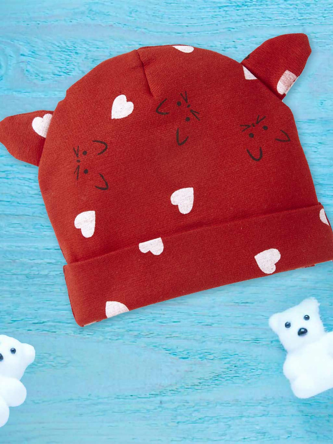 

Babywish Infants Printed Cotton Beanie, Red