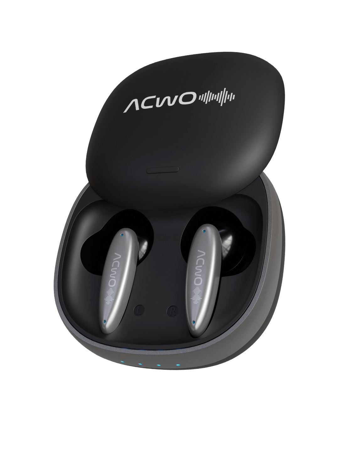 

ACwO DwOTS 717 Charcoal Black 52Hrs Playtime Slide & Connect 4 Mics ENC Earbuds