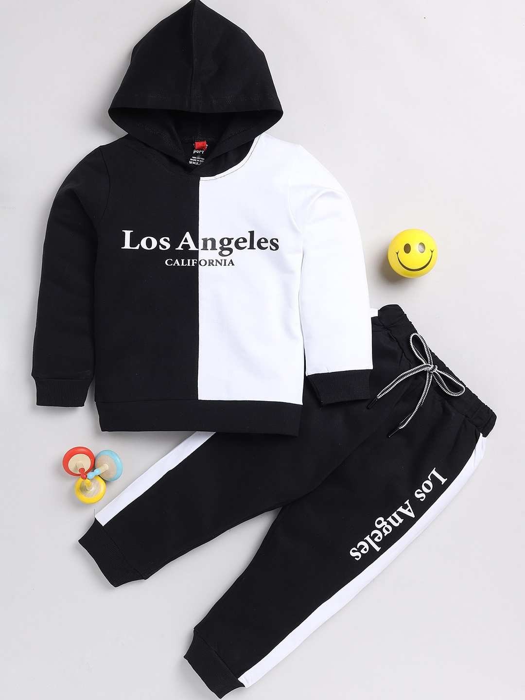 

Toonyport Boys Colourblocked Hood Sweatshirt & Jogger, Black