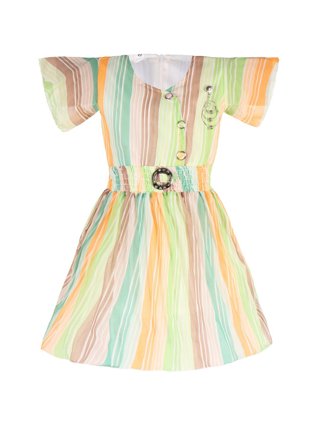 

Wish Karo Striped Fit & Flare Dress, Green