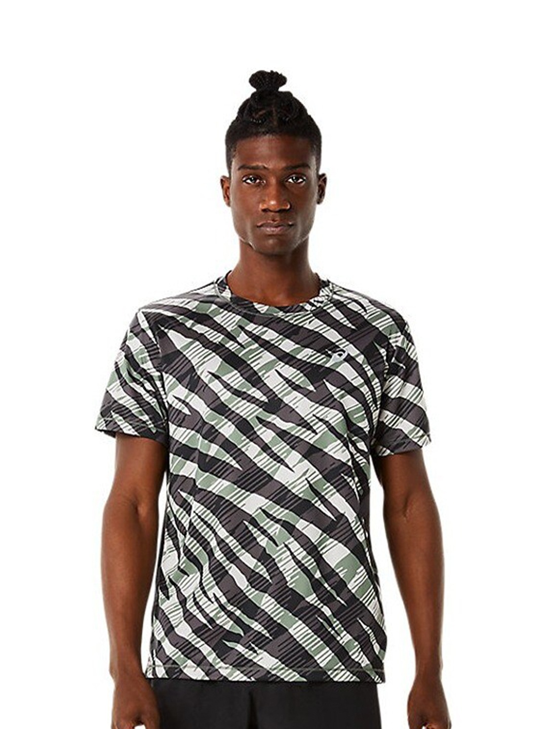 

ASICS Wild Camo SS Abstract Printed Round Neck T-Shirt, Black