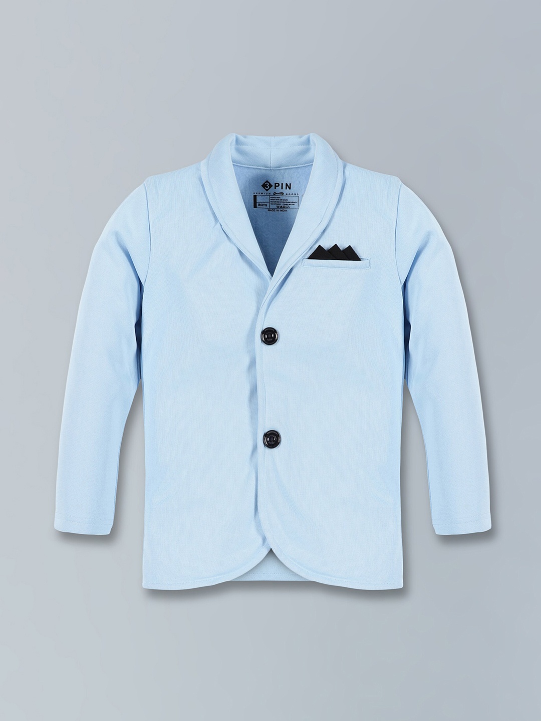 

3PIN Boys Shawl Collar Long Sleeves Fleece Single-Breasted Blazer, Blue