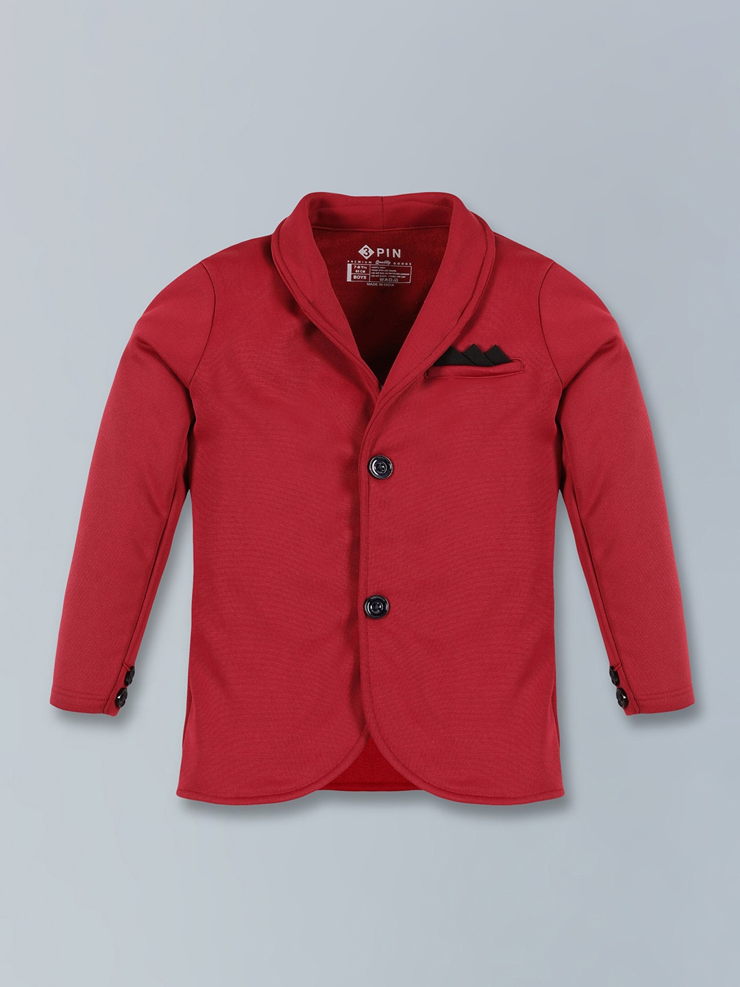 

3PIN Boys Shawl Collar Single-Breasted Fleece Blazer, Red