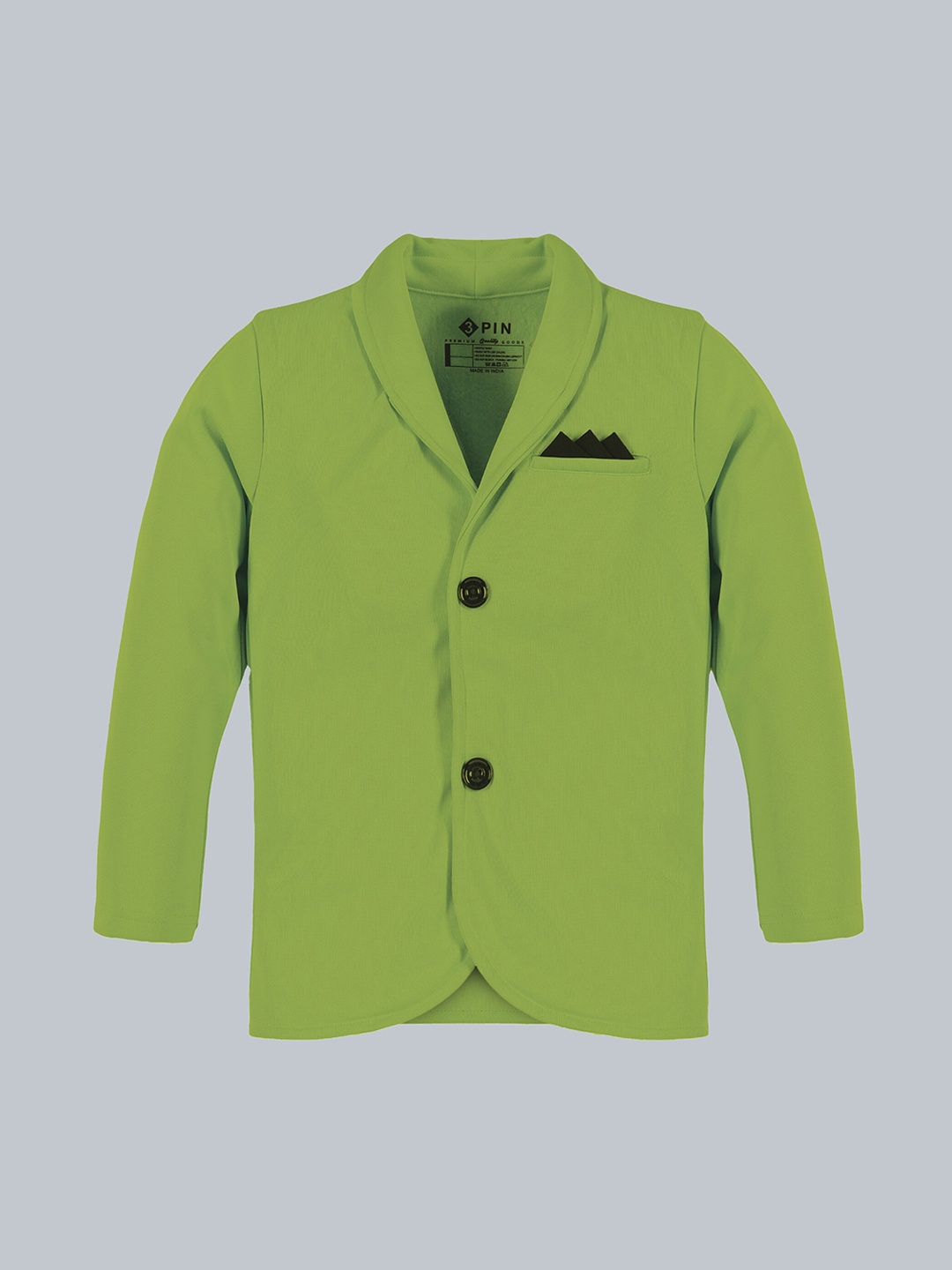 

3PIN Boys Shawl Collar Long Sleeves Fleece Single-Breasted Blazer, Green
