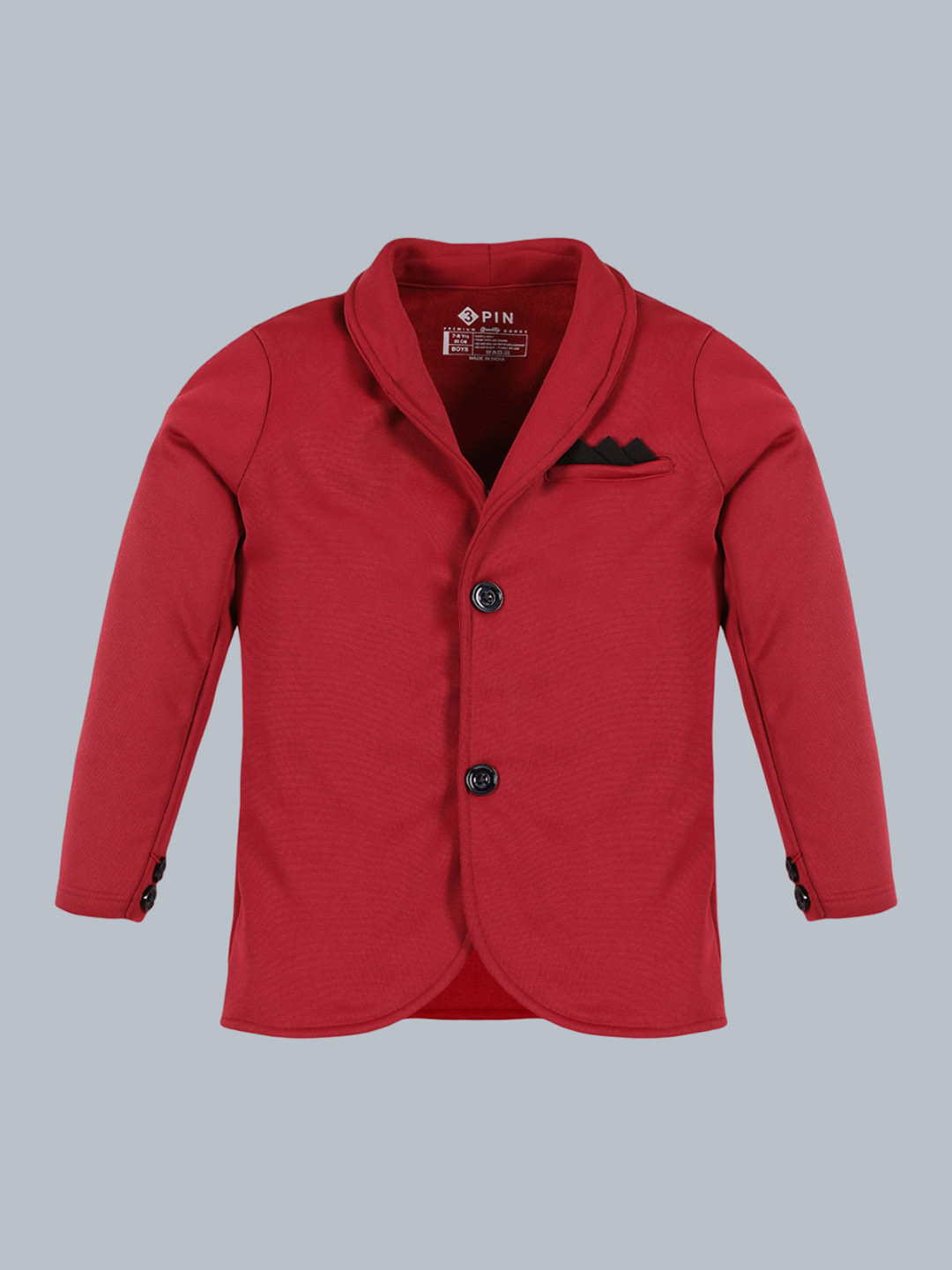 

3PIN Boys Shawl Collar Single-Breasted Fleece Blazer, Red