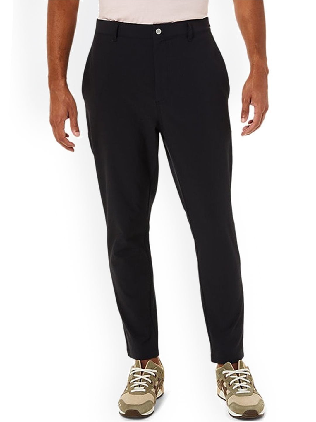 

ASICS Men Stretch Woven Tapered Mid-Rise Trackpants, Black