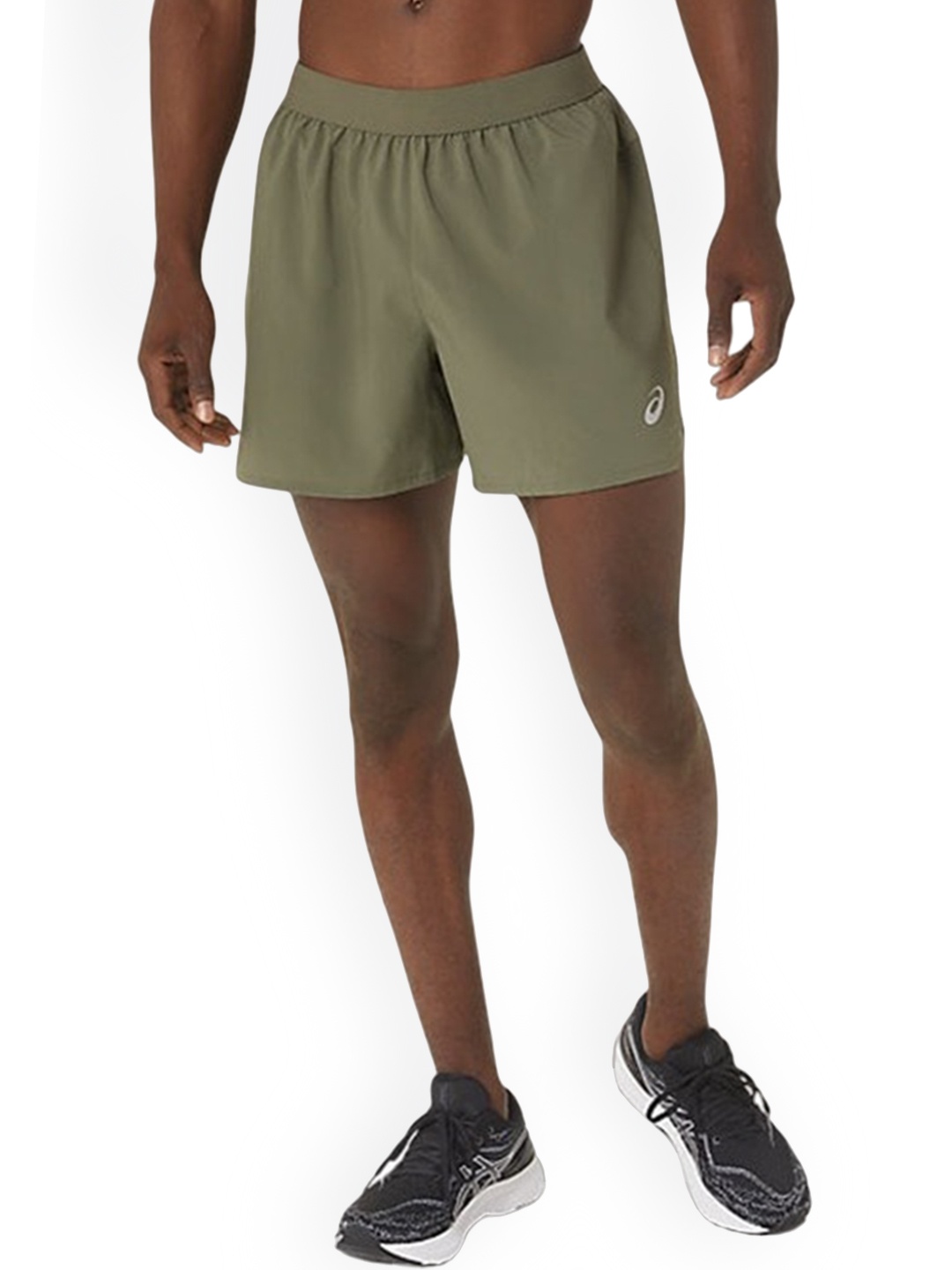 

ASICS Road 5In Men Mid-Rise Above Knee Sports Shorts, Green