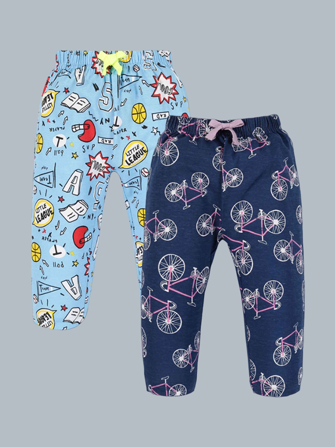 

3PIN Infant Boys Pack of 2 Printed Pure Cotton Antimicrobial Track Pants, Blue