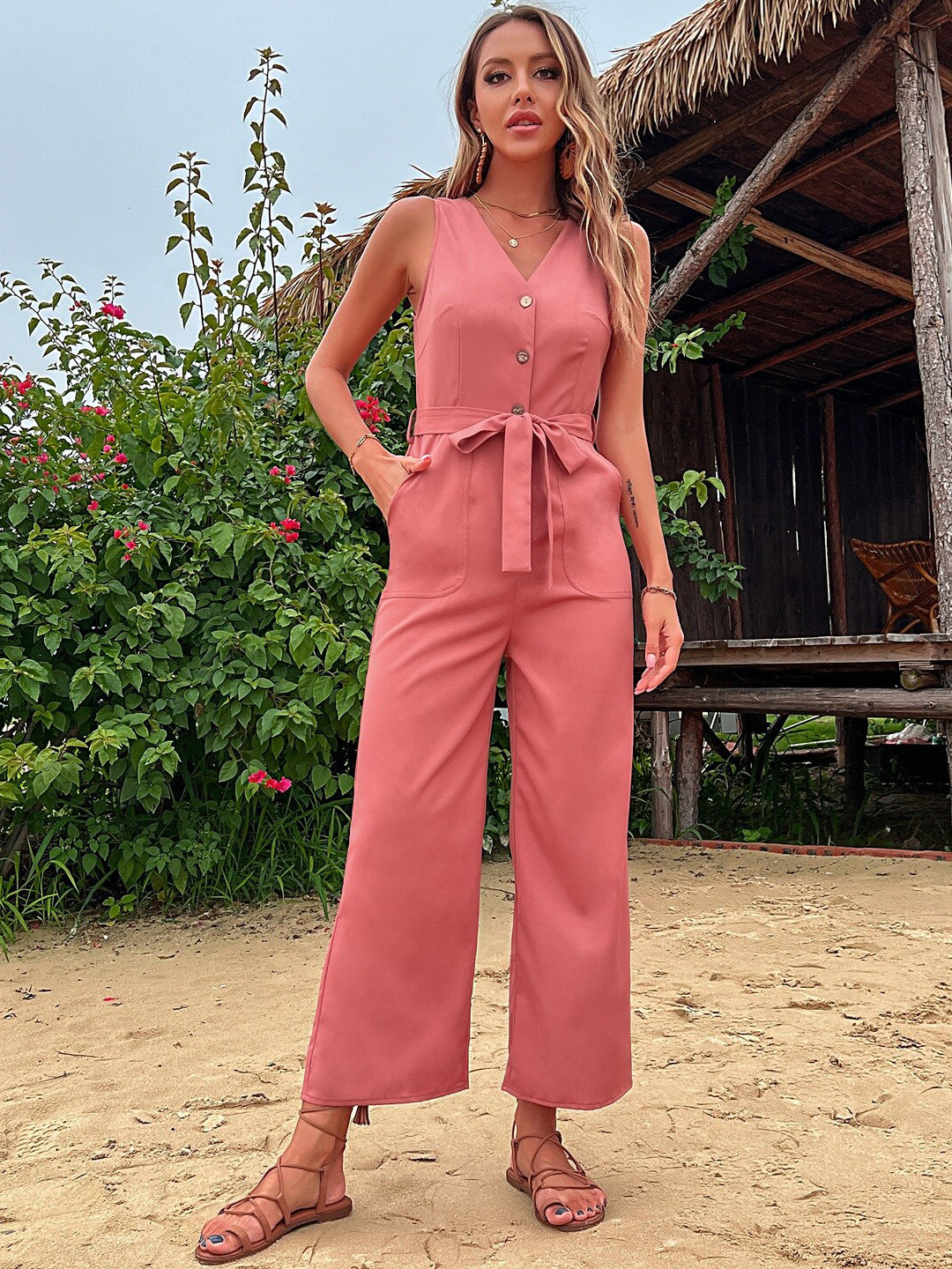 

StyleCast Rose V-Neck Basic Jumpsuit