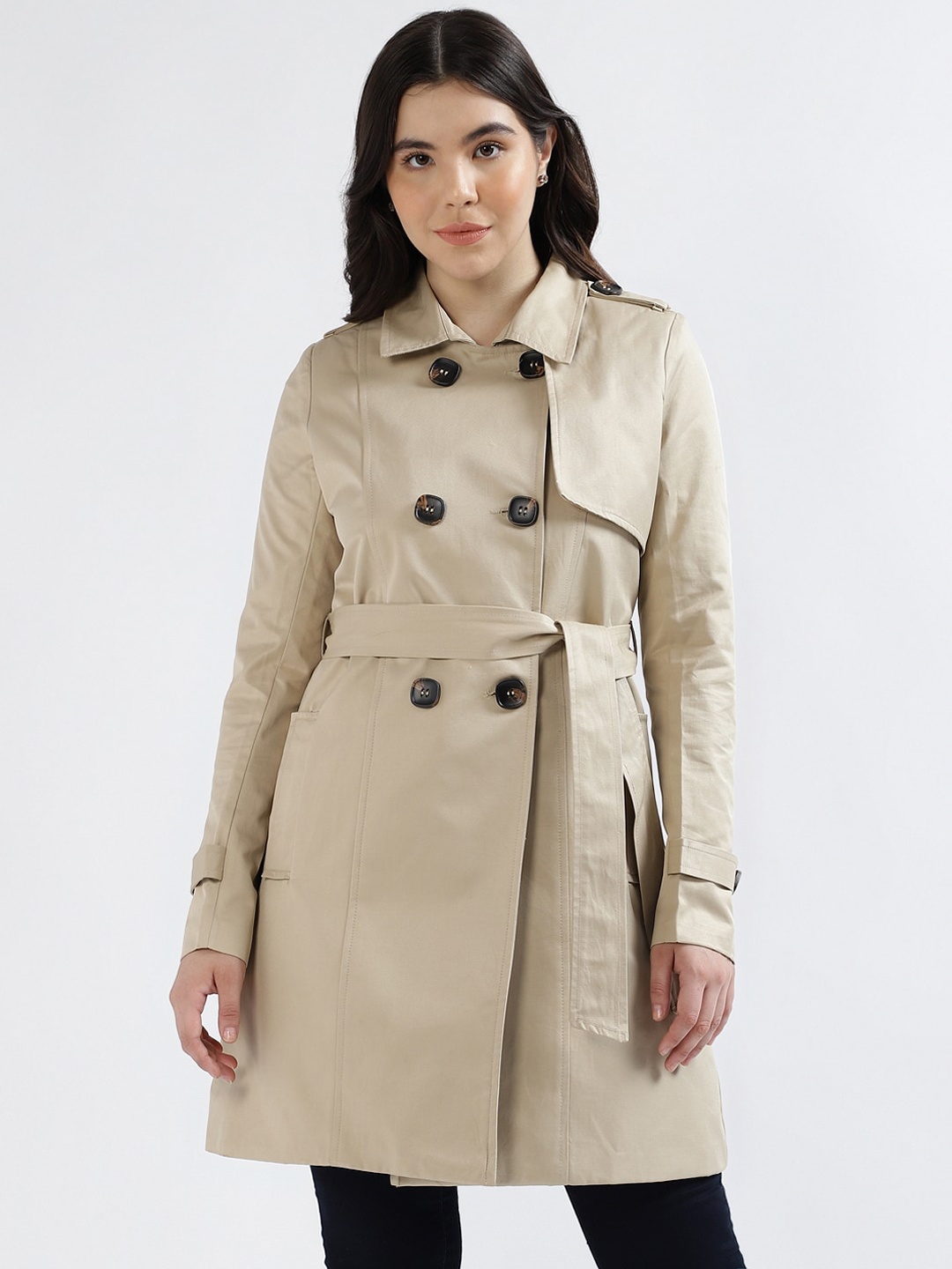 

CENTRESTAGE Double-Breasted Trench Coat, Beige