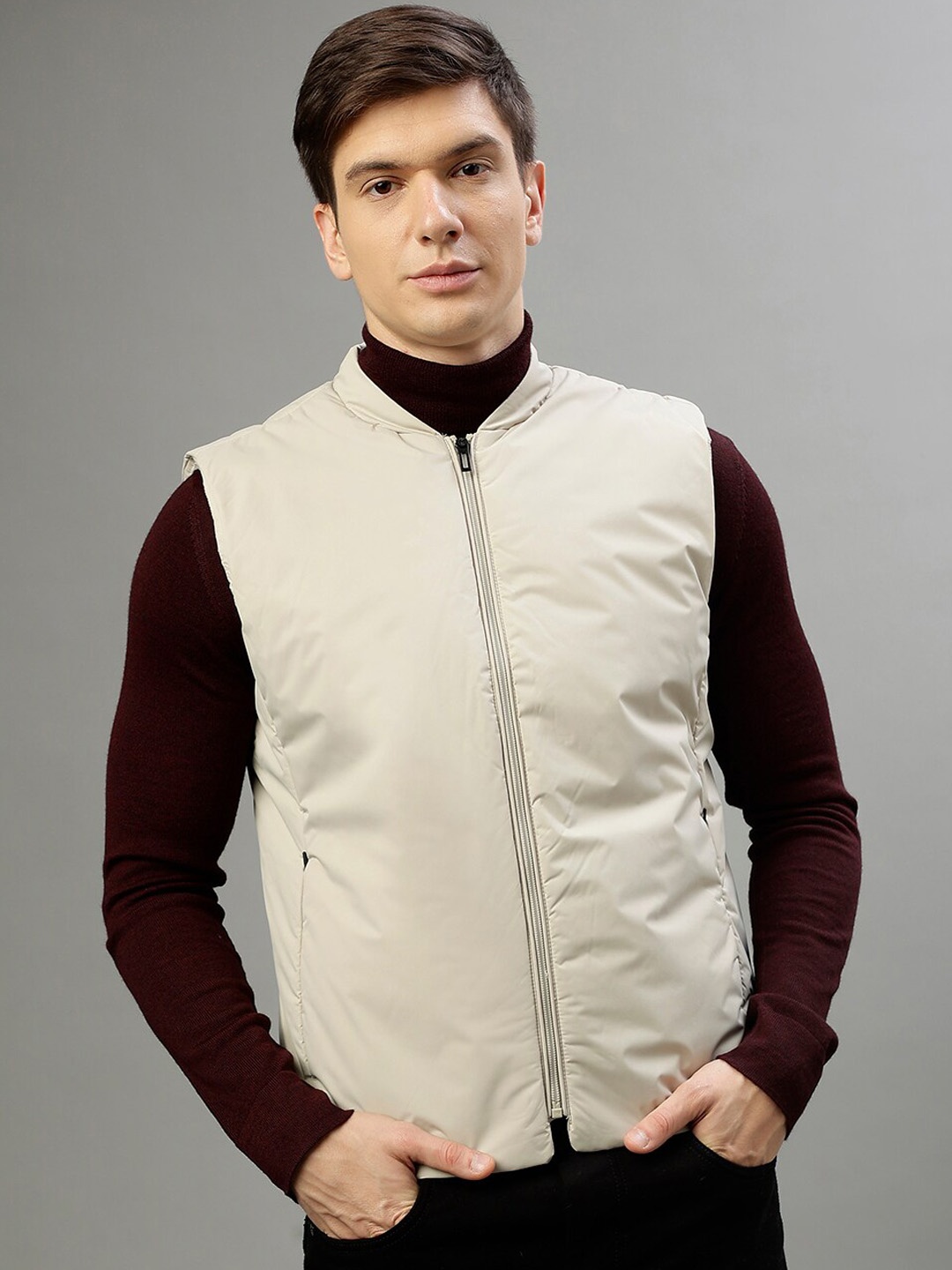 

LINDBERGH Stand Collar Sleeveless Padded Jacket, Cream