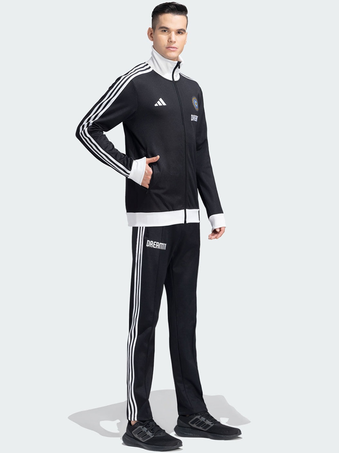 

ADIDAS INDCRI Polo Neck Jacket With Mid-Rise Track Pant, Black