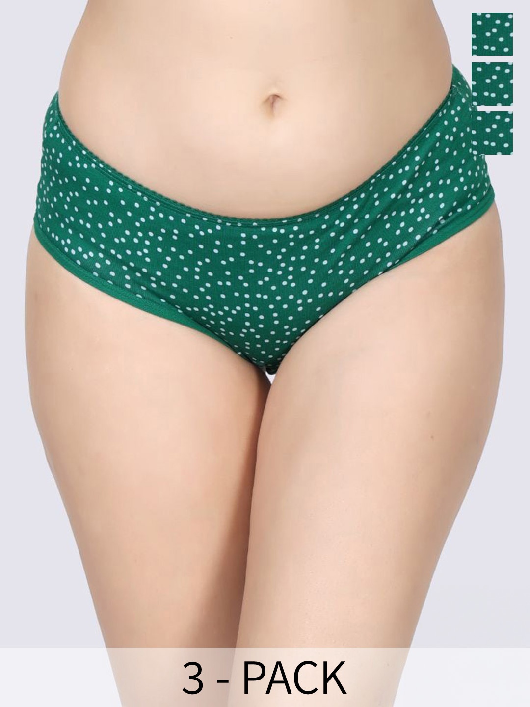 

Innocence Pack of 3 Micro Ditsy Printed Hipster Briefs, Green