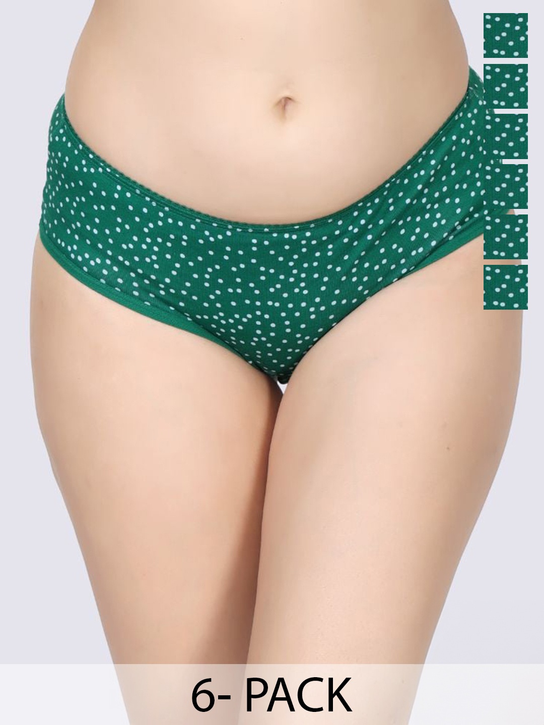 

Innocence Pack of 6 Micro Ditsy Printed Hipster Briefs, Green