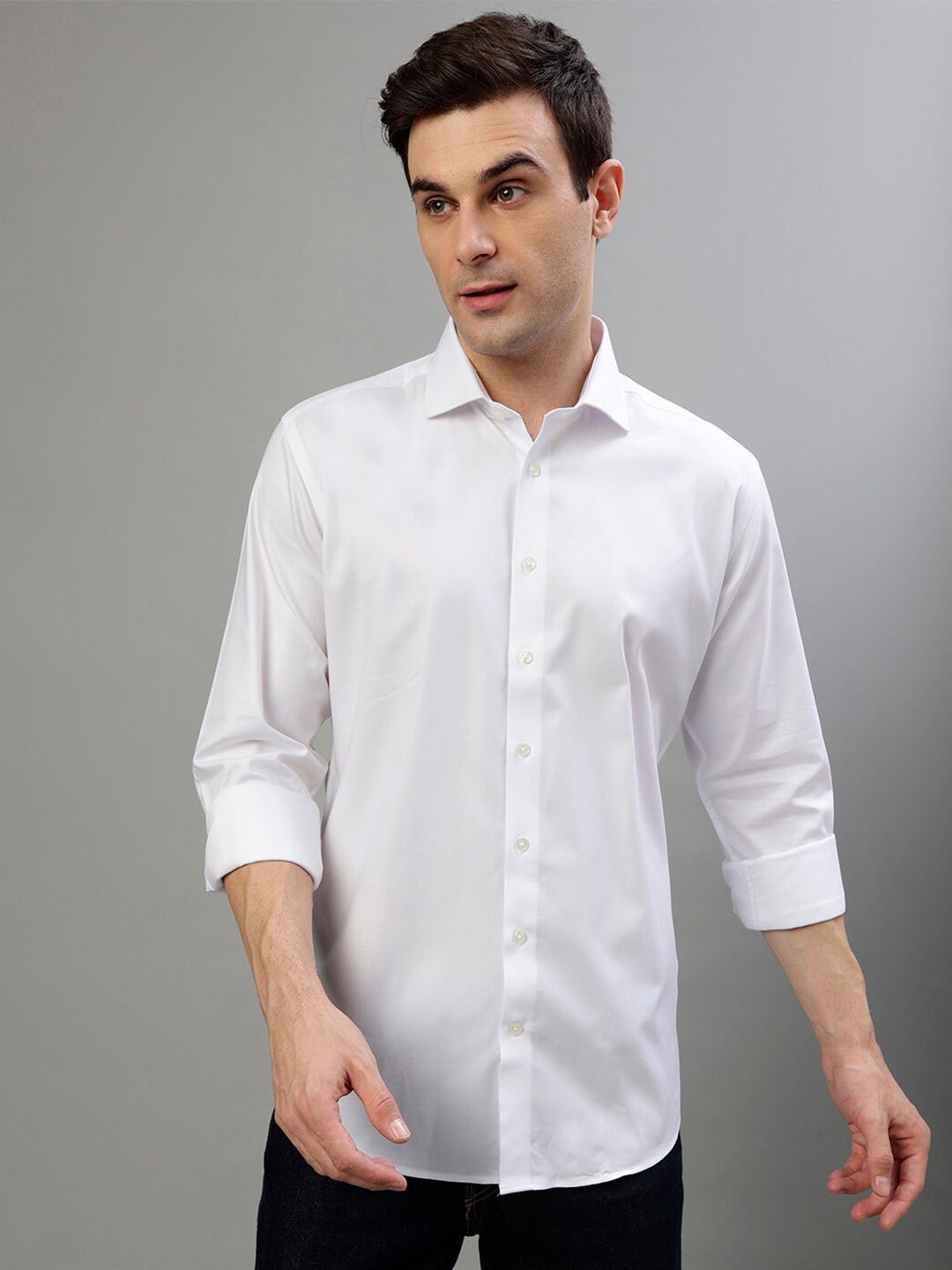 

Bruun & Stengade Slim Fit Spread Collar Casual Pure Cotton Shirt, White