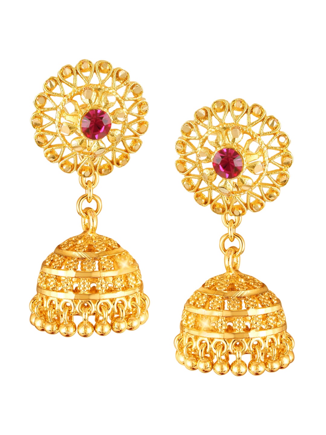Vighnaharta Gold-Toned Floral Studs Earrings
