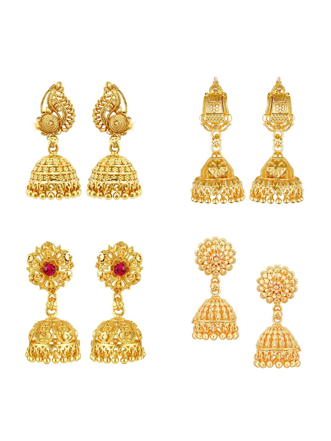 

Vighnaharta Gold-Toned Floral Jhumkas Earrings