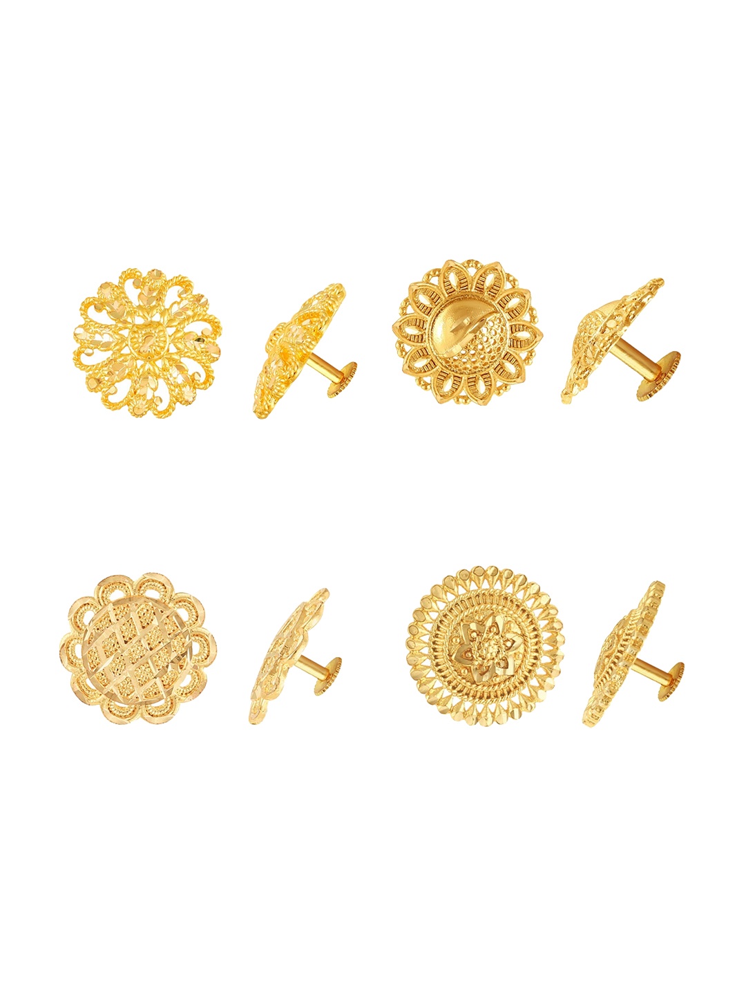Vighnaharta Gold-Toned Floral Studs Earrings