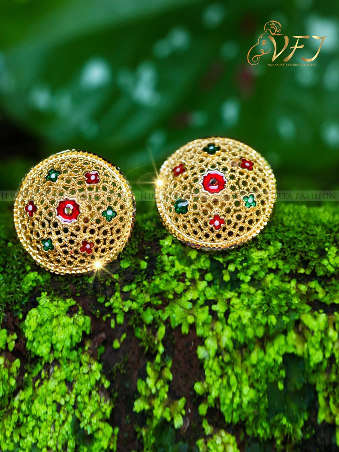 

Vighnaharta Gold-Toned Floral Studs Earrings