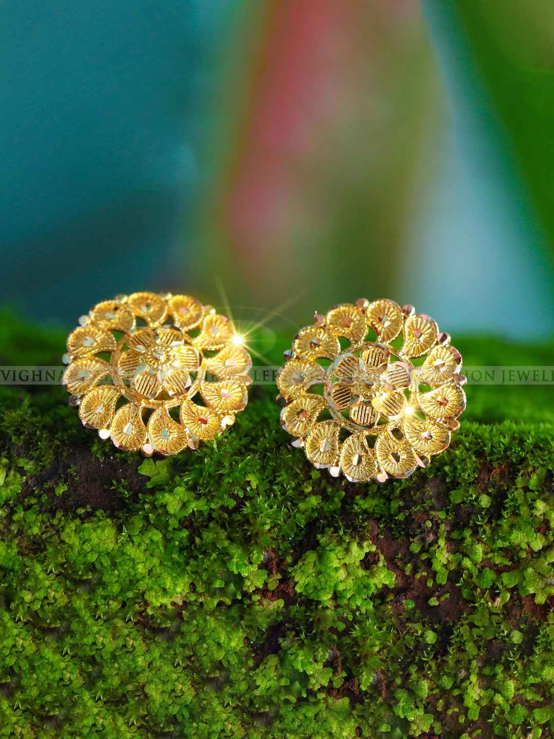 

Vighnaharta Gold-Toned Floral Studs Earrings