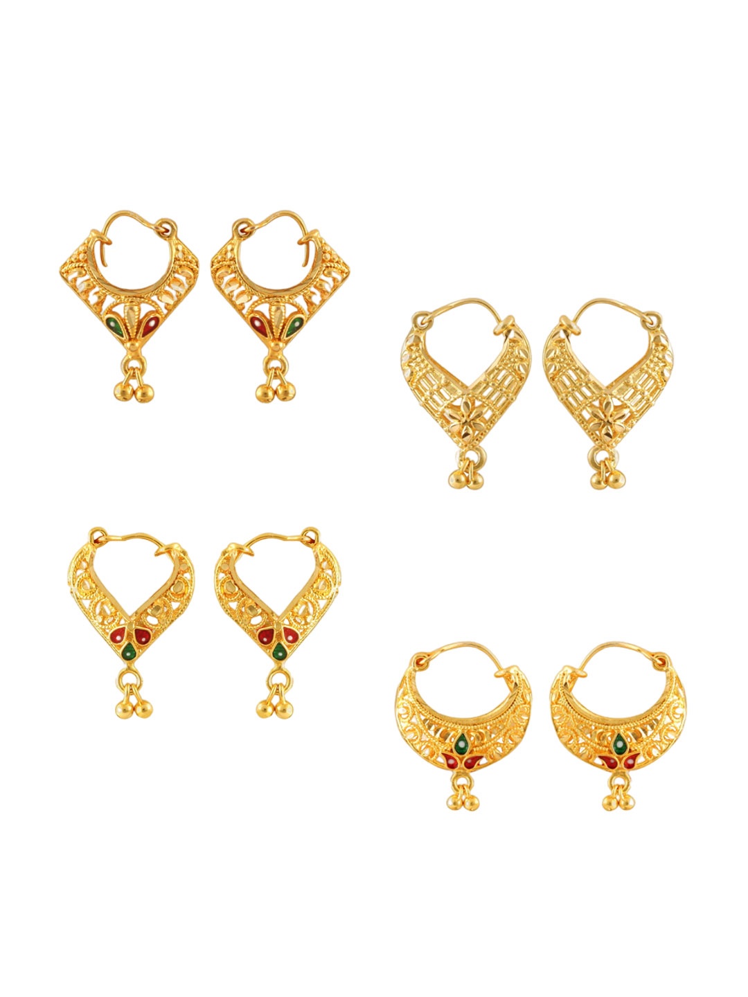 Vighnaharta Gold-Toned Floral Chandbalis Earrings