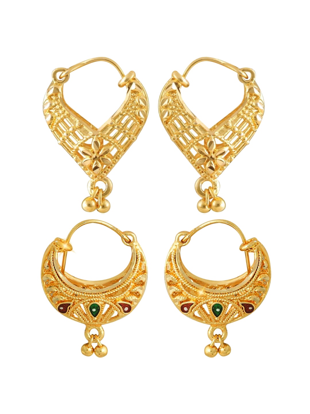 

Vighnaharta Gold-Toned Floral Chandbalis Earrings