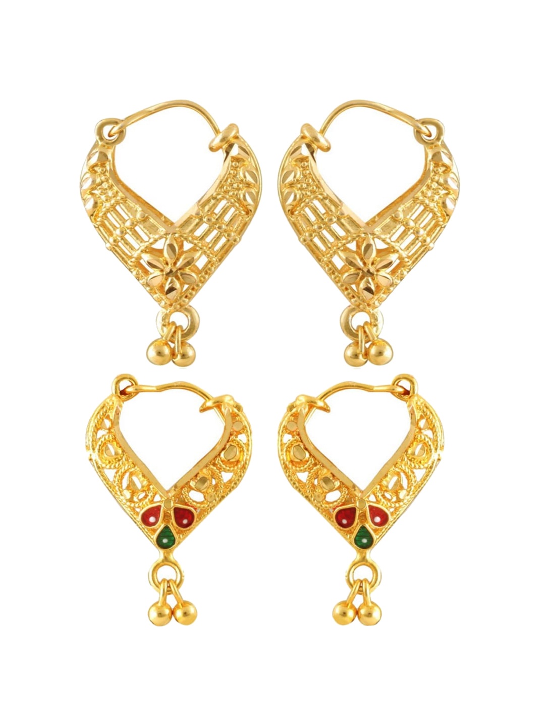 Vighnaharta Gold-Toned Floral Chandbalis Earrings