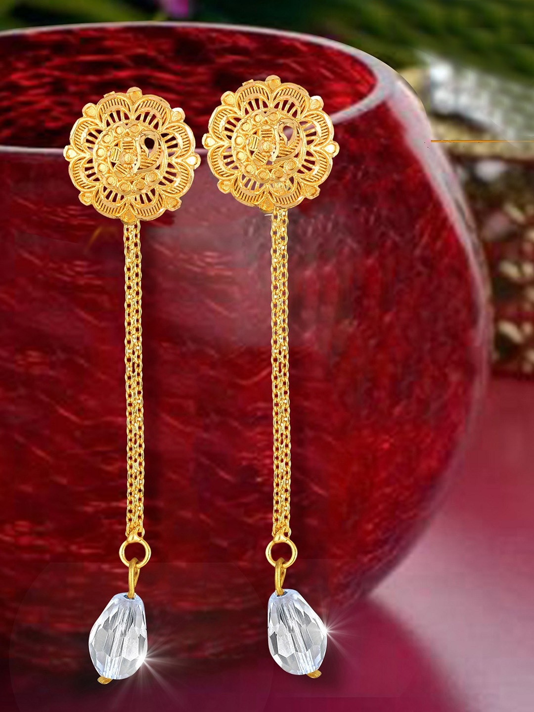 

Vighnaharta Gold-Toned Floral Studs Earrings