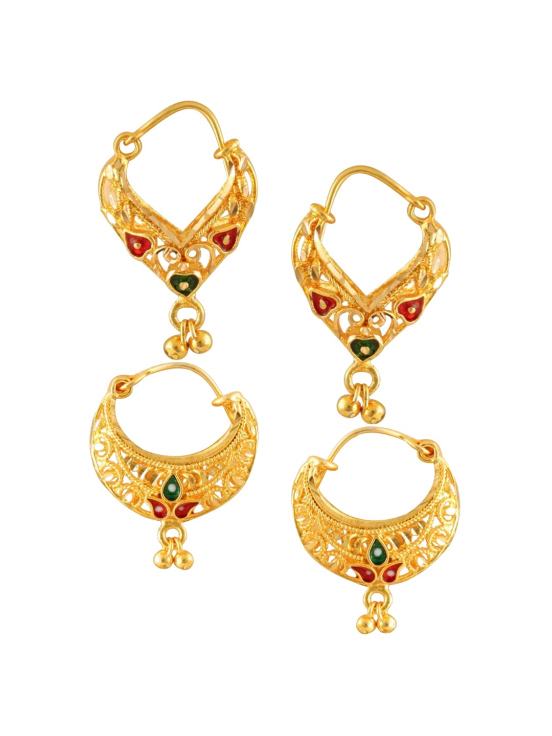 Vighnaharta Gold-Toned Floral Chandbalis Earrings