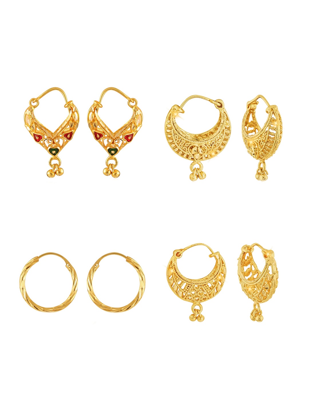

Vighnaharta Gold-Toned Floral Chandbalis Earrings