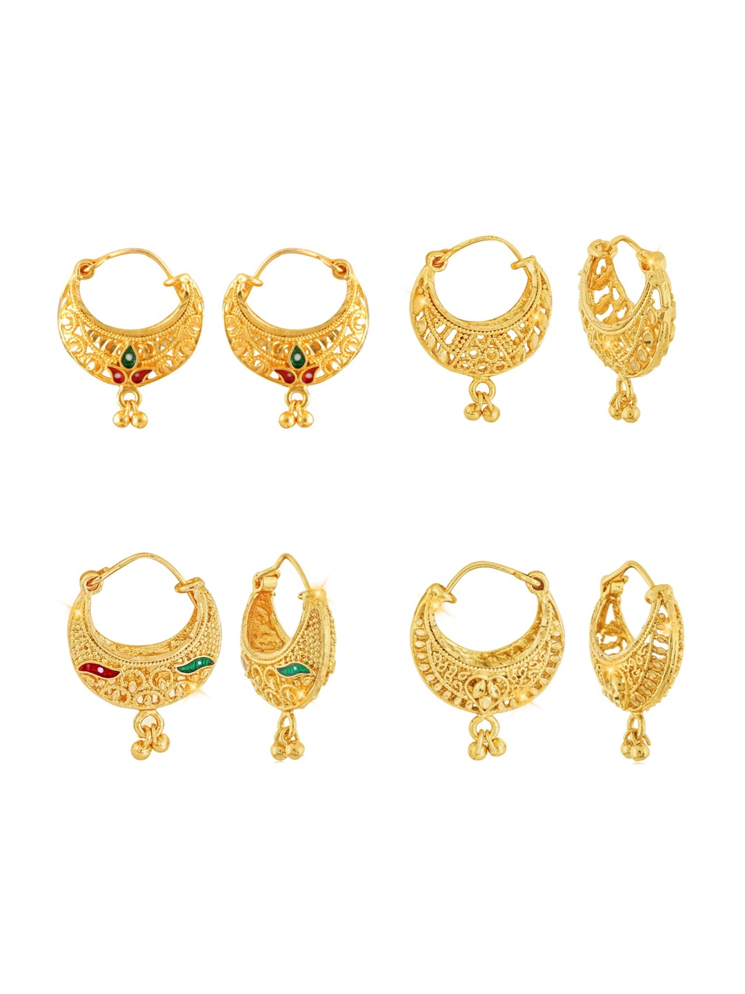 

Vighnaharta Gold-Toned Floral Chandbalis Earrings
