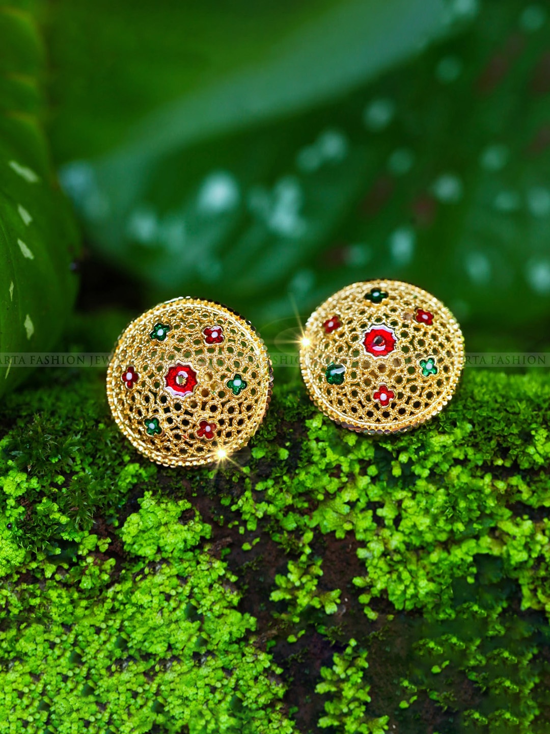 

Vighnaharta Gold-Toned Floral Studs Earrings