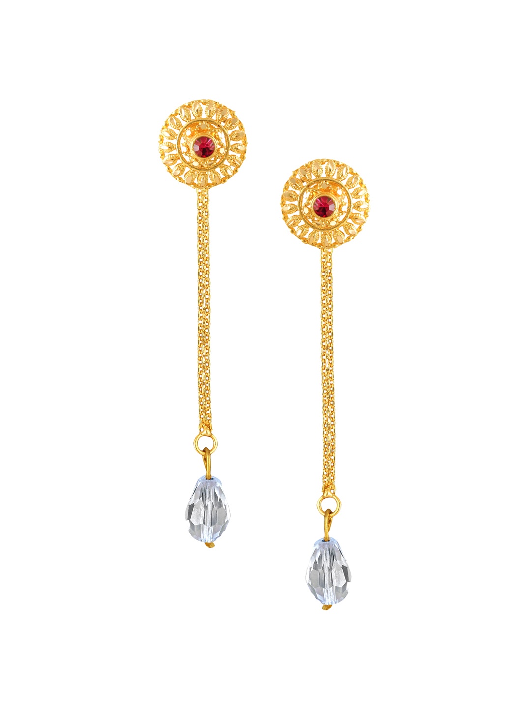 

Vighnaharta Gold-Toned Floral Drop Earrings