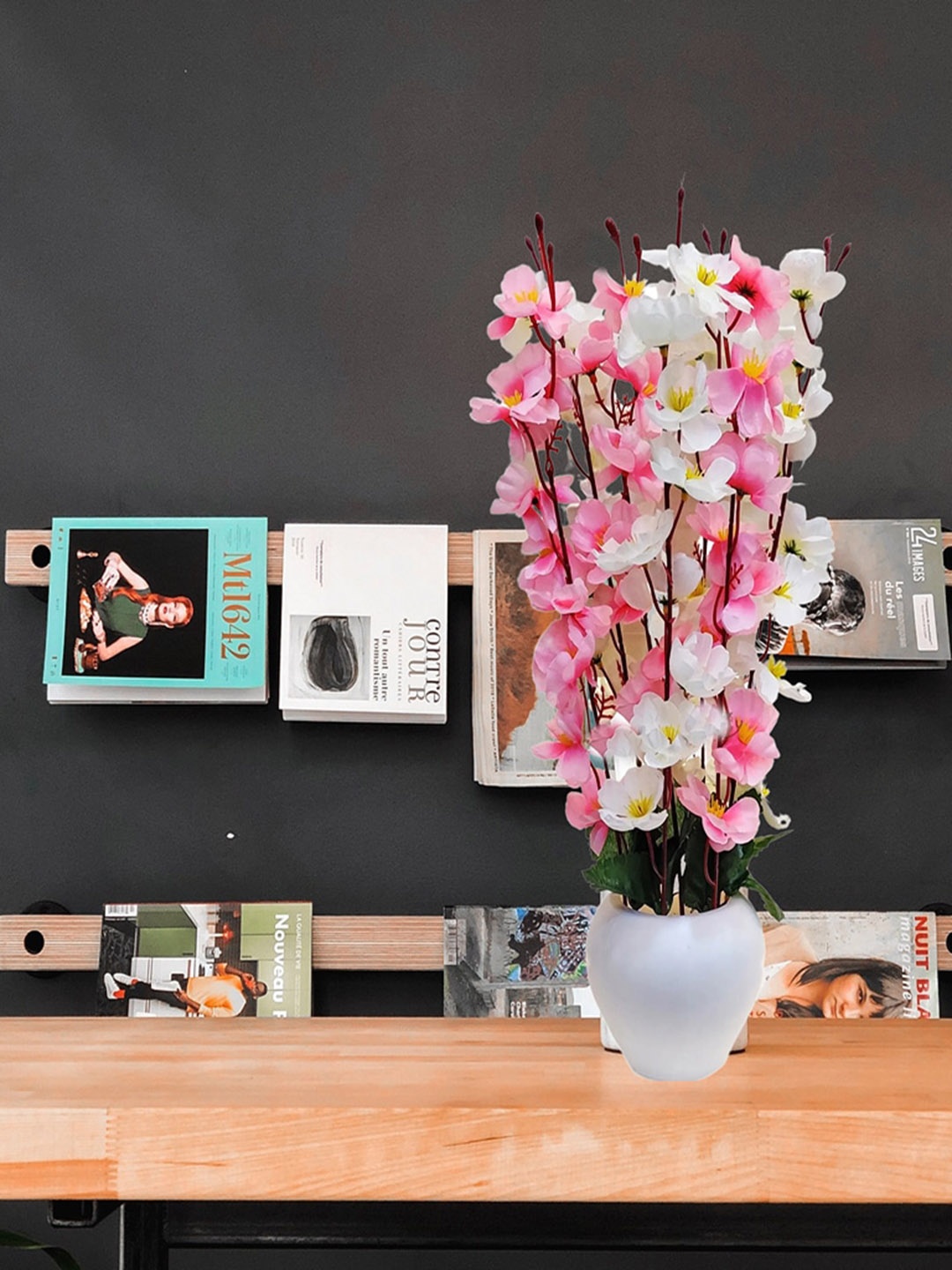 

ARTSY Pink & White Cherry Blossom Flower With Pot