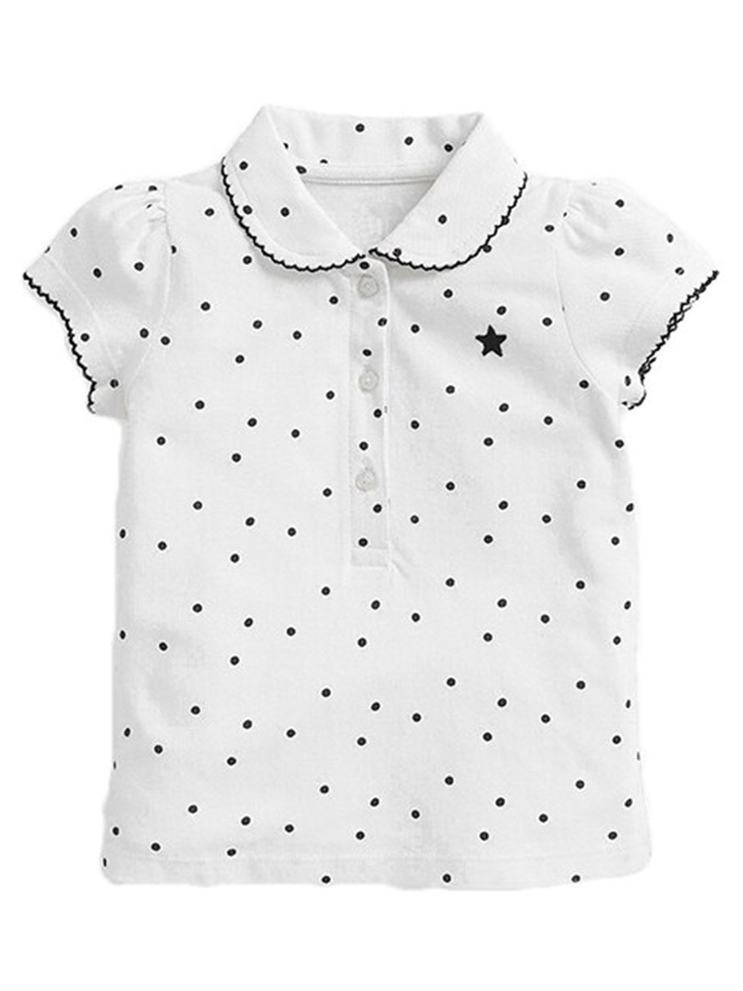 

StyleCast Girls White Polka Dot Peter Pan Collar Cotton Top