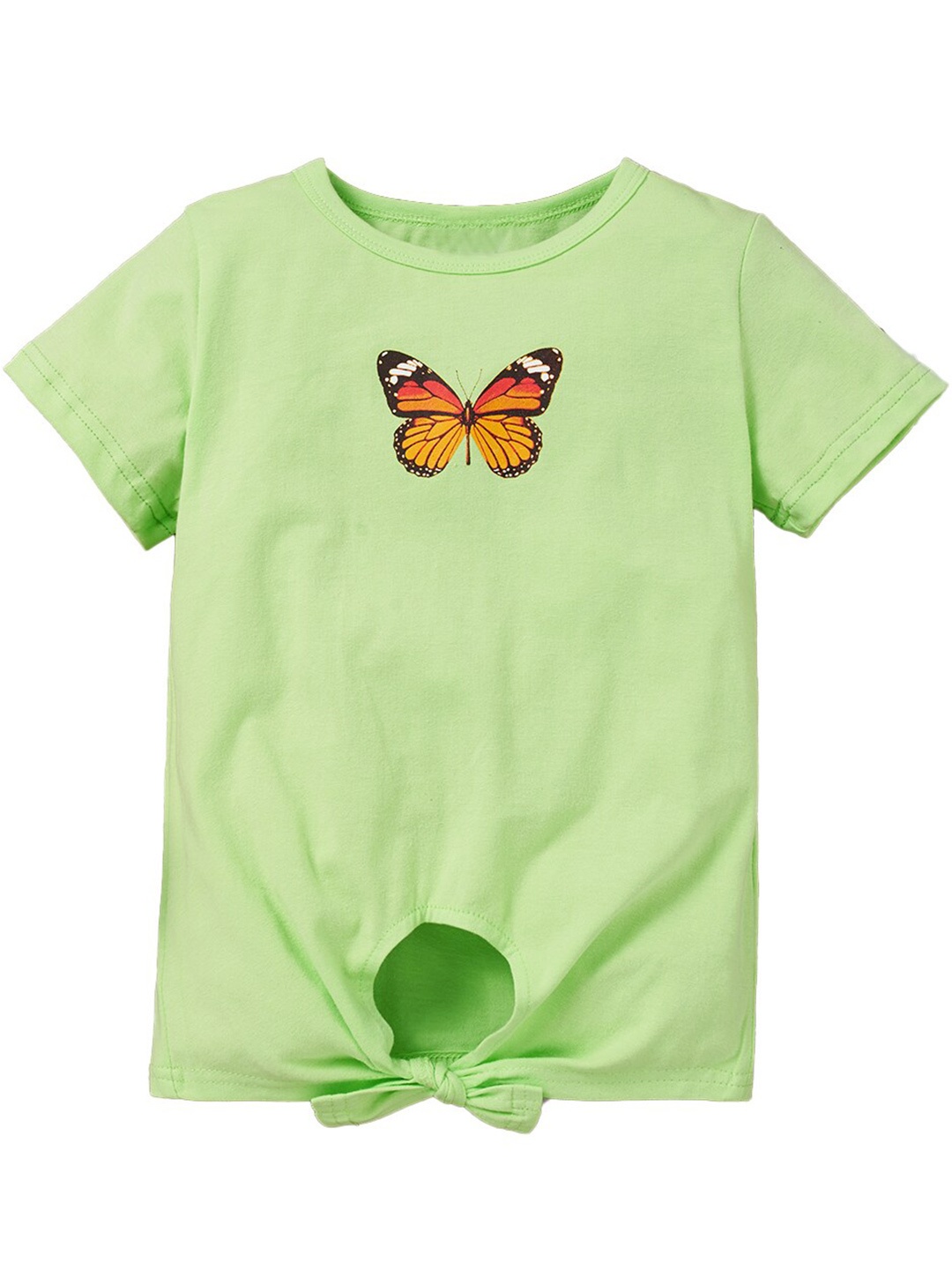 

StyleCast Green Girls Butterfly Printed Cotton Regular Top