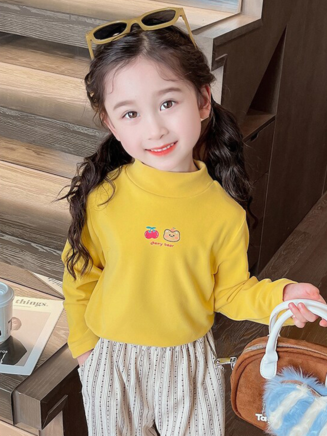 

StyleCast Girls Yellow High Neck Cotton Top
