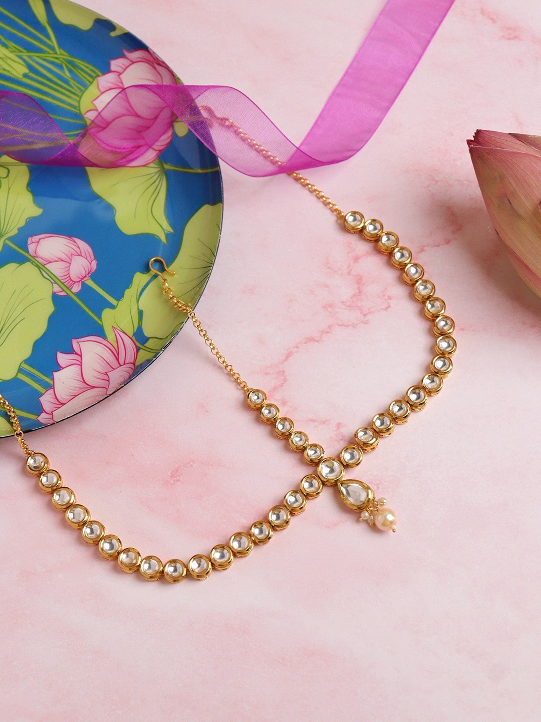 

CURIO COTTAGE 18KT Gold-Plated Kundan Stone-Studded Matha Patti