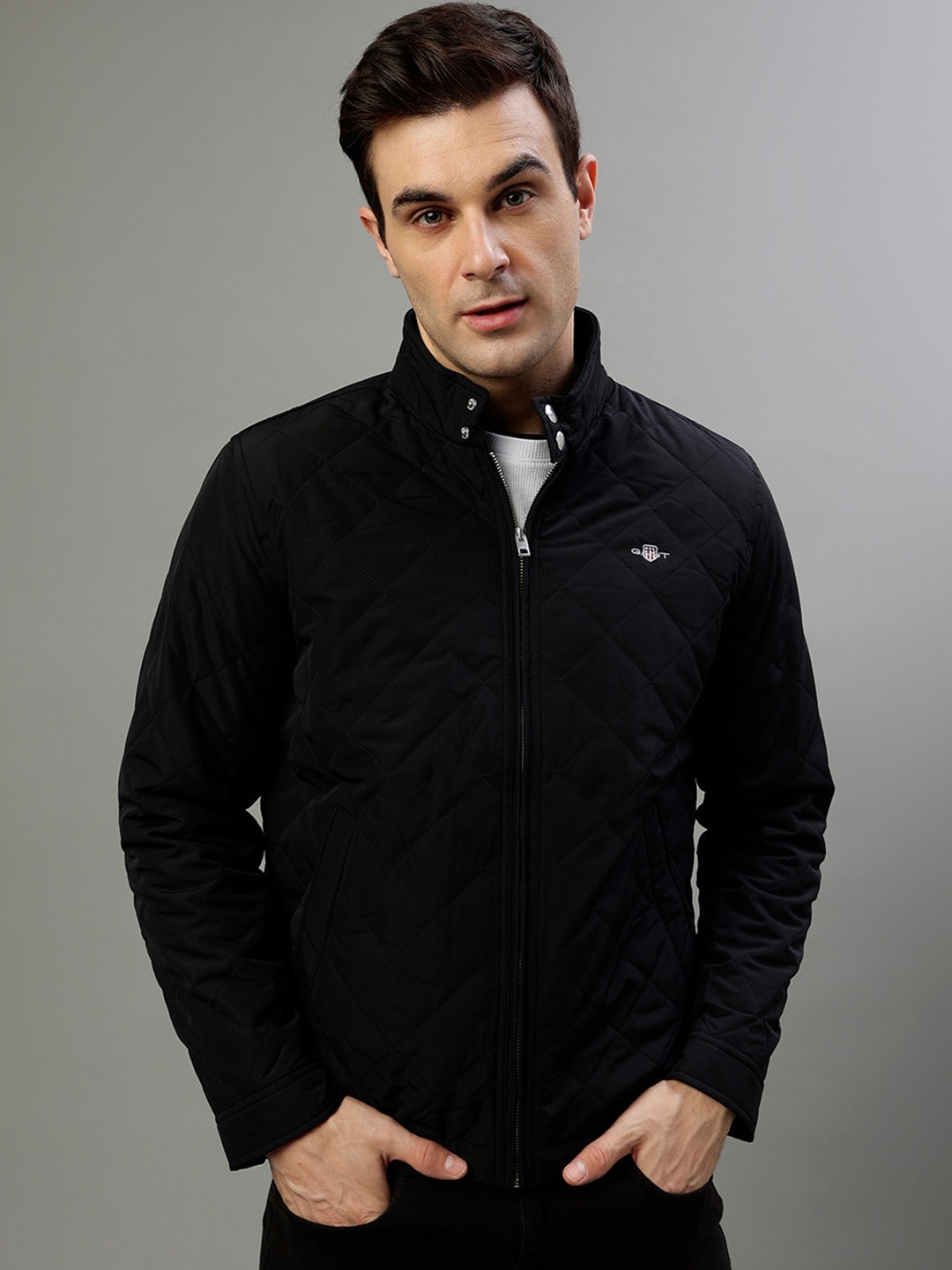 

GANT Mock Collar Quilted Jacket, Black