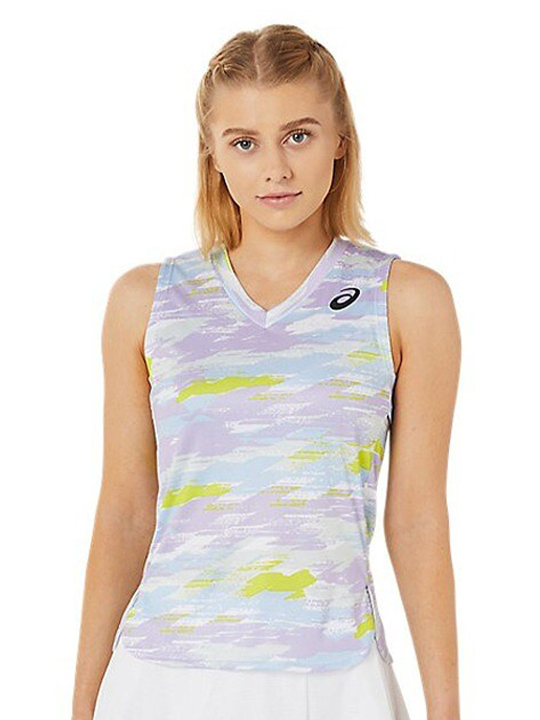 

ASICS Match Graphic SS Printed V-Neck T-Shirt, Lavender