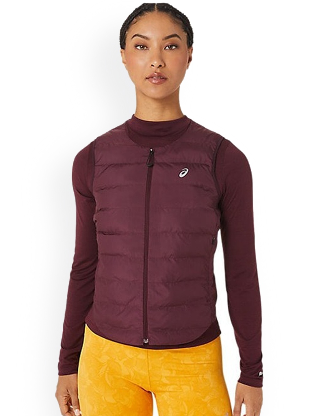 

ASICS Runkoyo Round Neck Padded Vest Jacket, Maroon