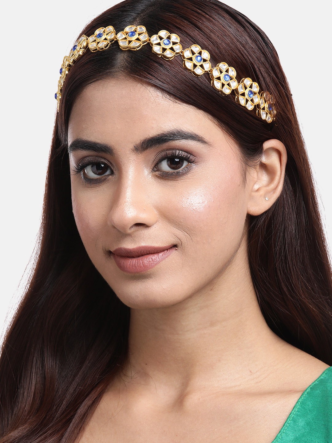 

Anouk Gold-Plated Kundan-Studded Matha Patti, Blue