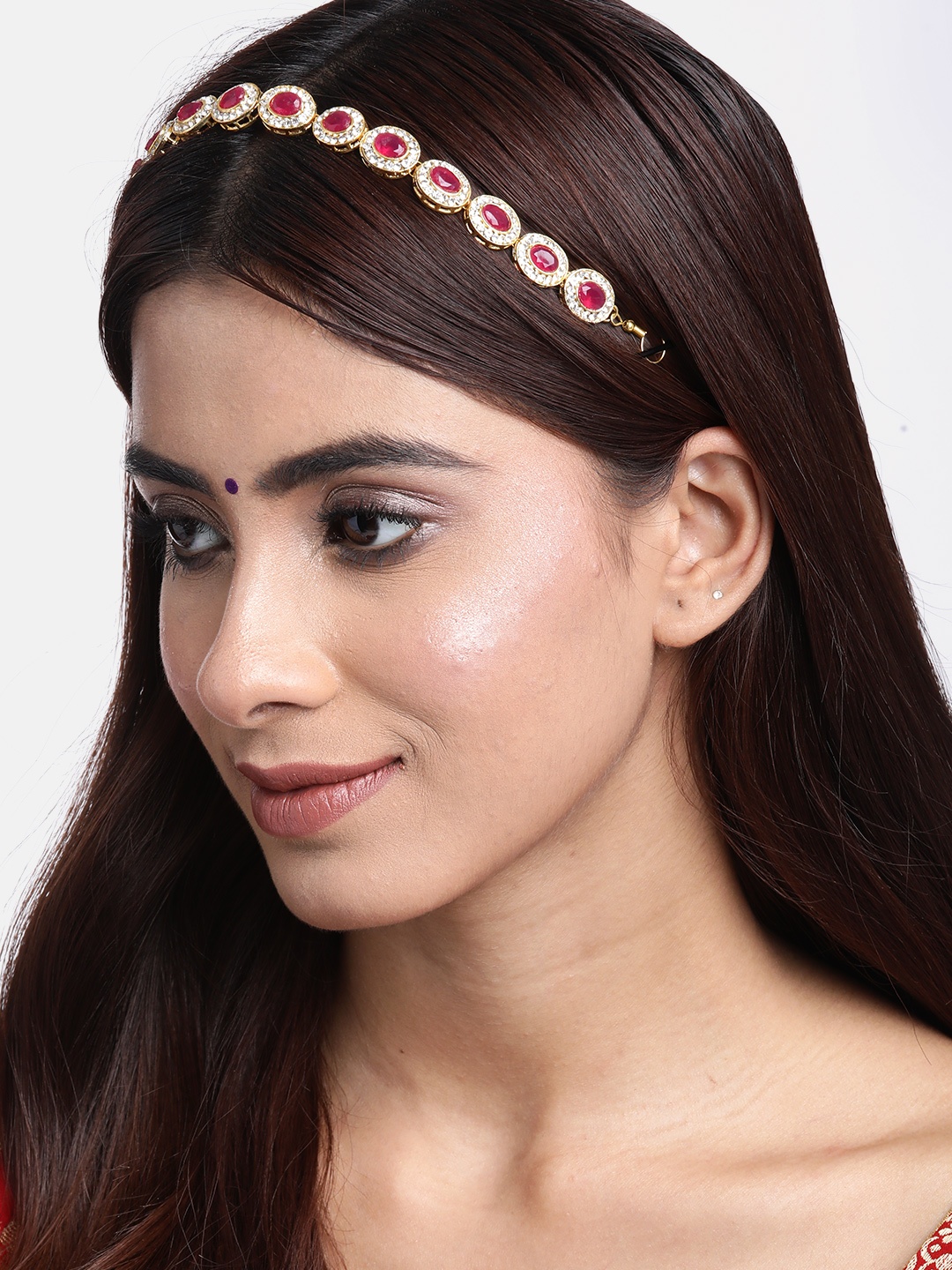 

Anouk Gold-Plated Kundan-Studded Matha Patti, Pink