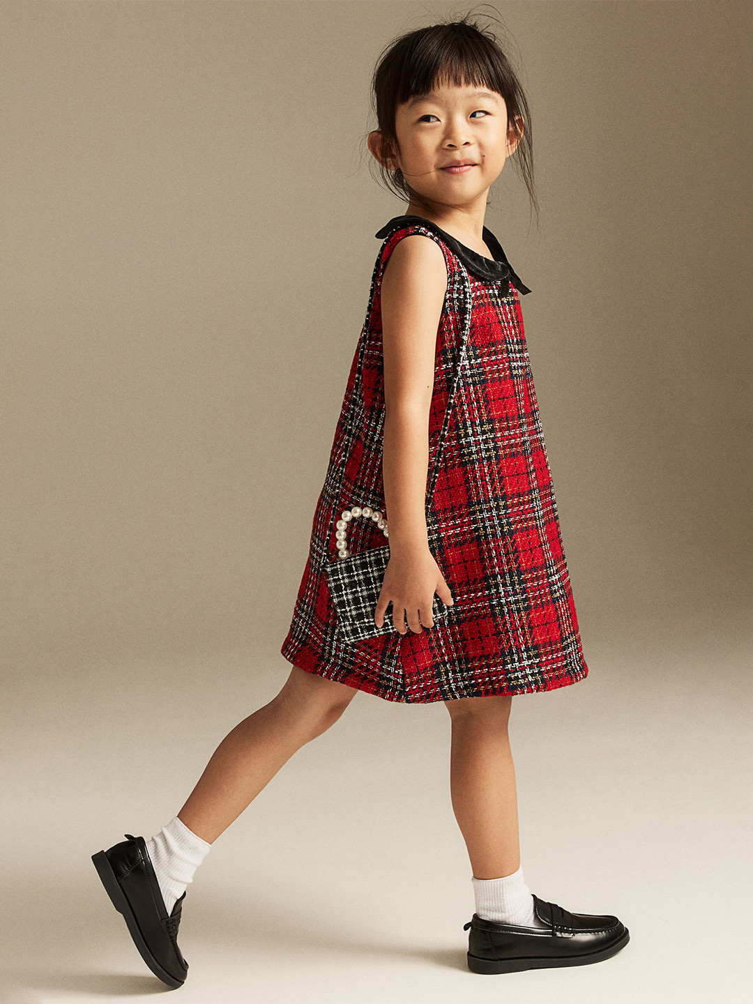 

H&M Girls Collared A-line Dress, Red